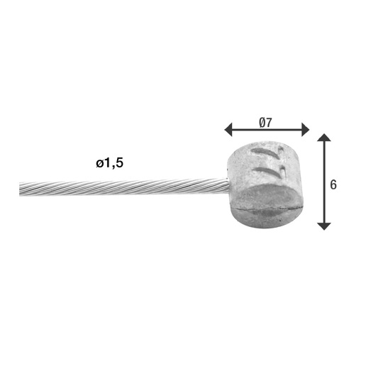 74.6427RVS-49-BOX ELVEDES Rem binnenkabel RVS 2250 mm ø 1,5 mm (100x) 7 × 7 ø 1,5 x 2250 / ø 7 × 6 mm