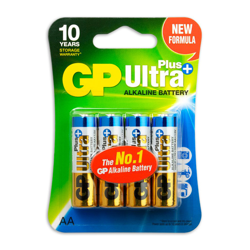430916 GP Ultra Plus Alkaline AA-batterijen 4PK