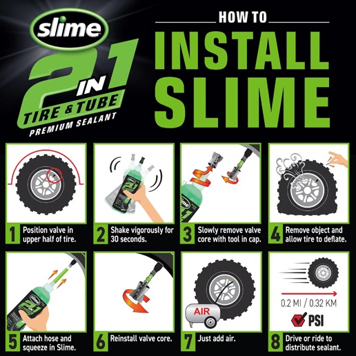 40D.10193 SLIME Slime anti-crevaison 2-en-1 pneus & chambres à air 473 ml 6.5 x 6.5 x 23.5 cm