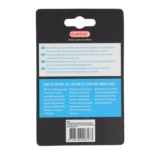 74.6891 ELVEDES Disc brake pads Organic Blue set